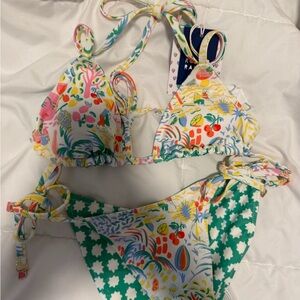 Floral Multicolor Triangle String Bikini Top & Bottom